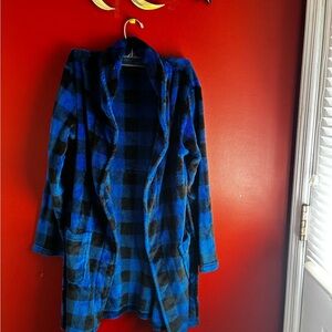 Blue Fuzzy Jacket or Hoodie - Cozy Plush Texture